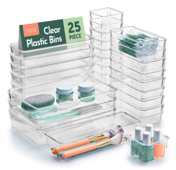 Ruboxa Clear Drawer Organizer - 25 PCS Clear Plastic Drawer Organizers for  Home Organization and Storage, Including 4 Sizes Small Organizer Bins,  Non-Slip Pads, for Bathroom, Kitchen, Vanity & Office Only $12.99! - Kollel  Budget